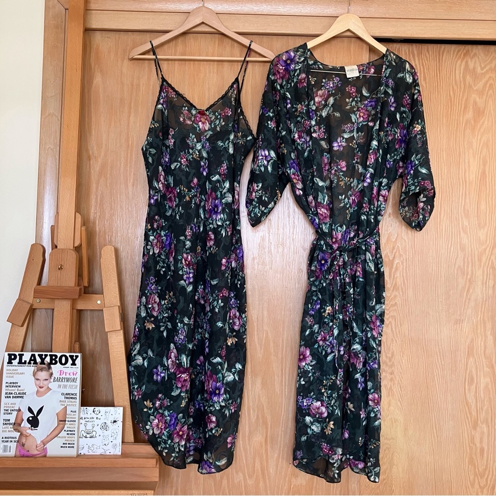 Moments vintage floral slip dress and robe!